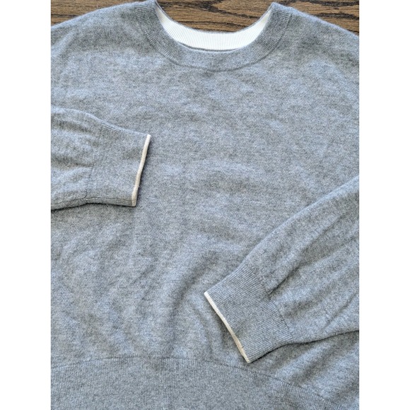 Vince Sz S Gray Cashmere Blend Long Sleeve Knit Crew Neck Sweater Minimalist - Picture 3 of 8